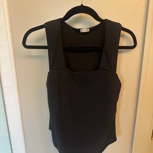 Free People Black Square-Strap Bodysuit